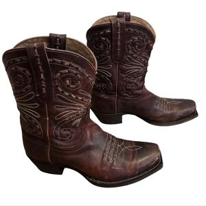 Tony Lama Brown Leather Cowgirl Boots VF 6028 Women's SZ 6 B Western Square Toe